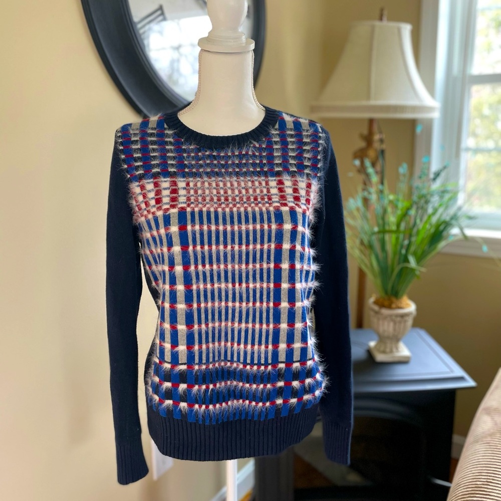 Abercrombie Royal Blue and Red Plaid Sweater